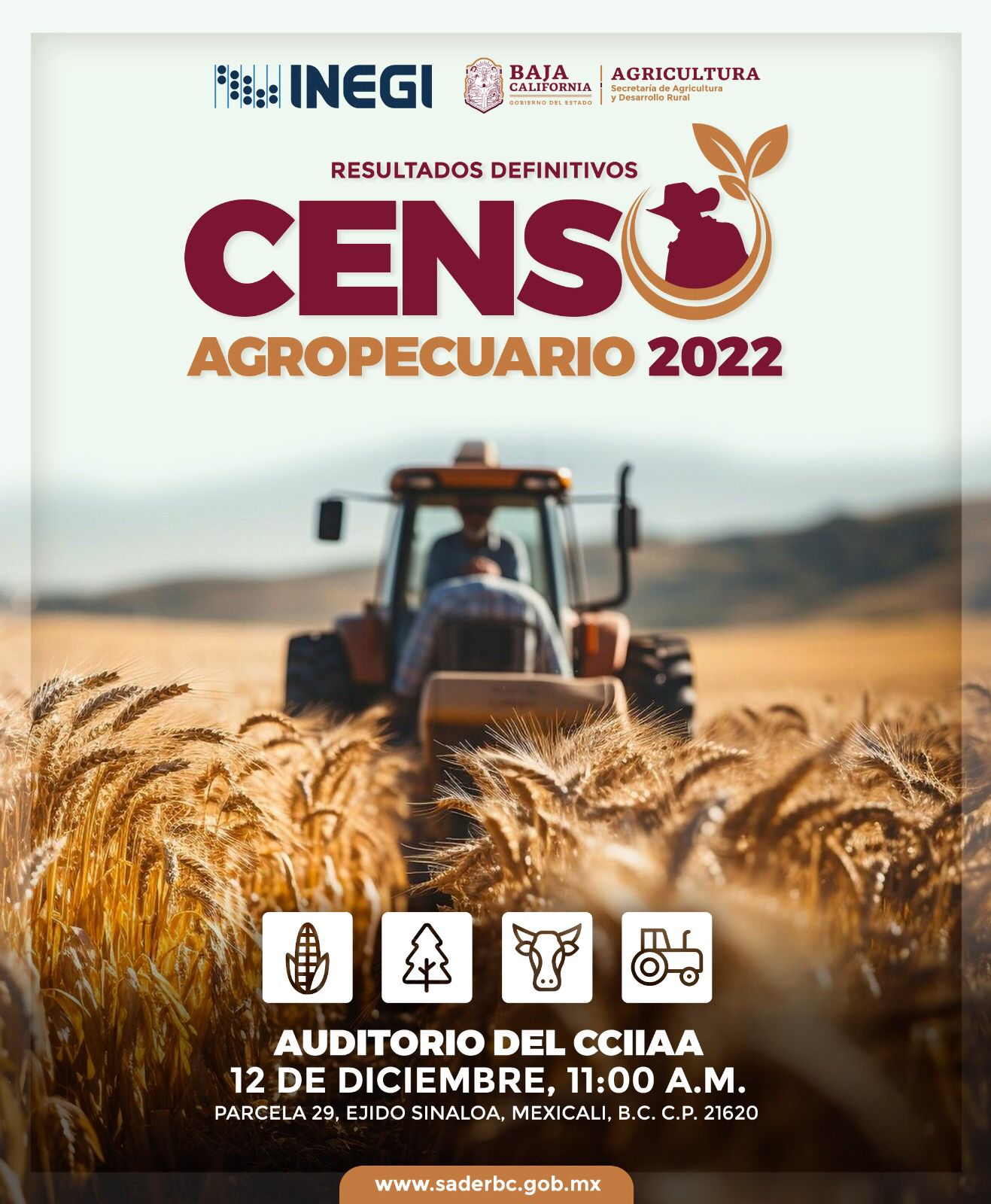 INVITA SADER BC A PRESENTACIÓN DE RESULTADOS DEL CENSO AGROPECUARIO 2022