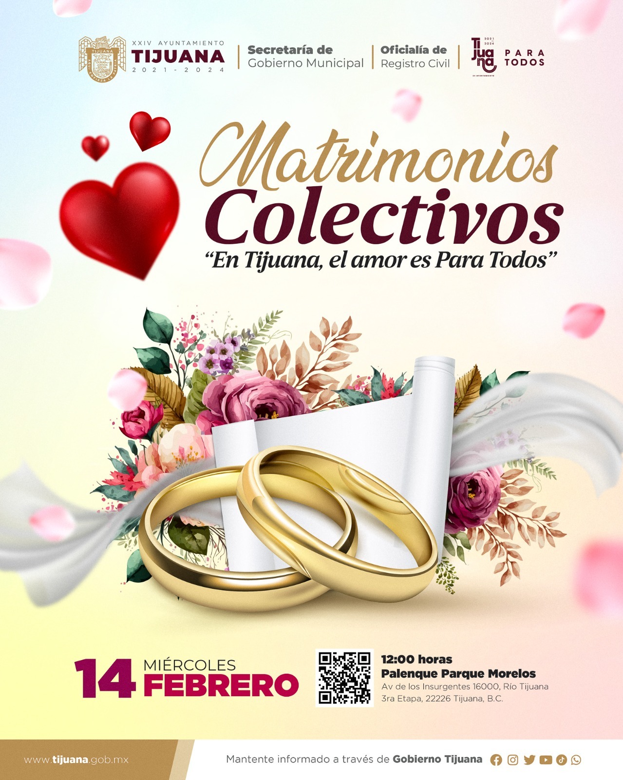 CONTINÚA RECEPCIÓN DE DOCUMENTOS PARA PARTICIPAR EN MATRIMONIOS COLECTIVOS 2024